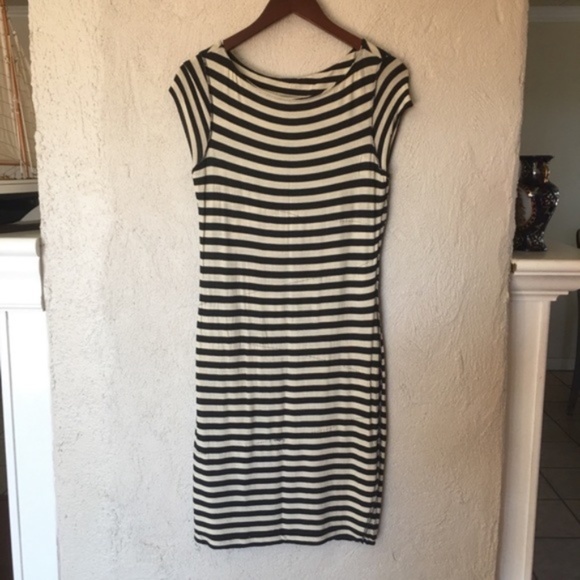 Bailey 44 Stripe Cream and Navy Column Dress - Picture 6 of 8